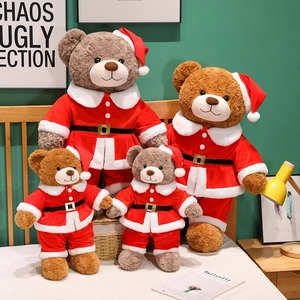 Weihnachten Teddybär Plüschtier Weihnachtsmann Outfit Weiches Stofftier Feiertag Dekoration Geschenk Für Kinder