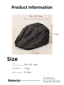Size chart detail for vintage tie-dye ivy cap with dimensions and cotton material info