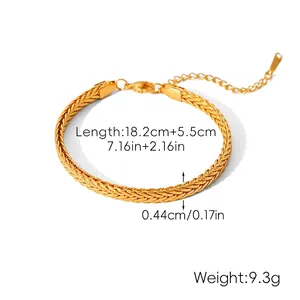 Detailed view of 18k gold plated twisted link bracelet with size measurements and clasp