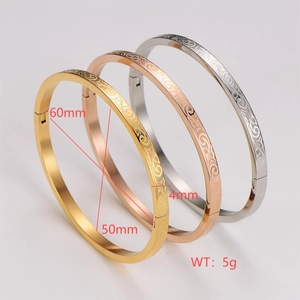 Set di 3 bracciali in acciaio inossidabile da 4mm con motivo a onde in oro, rosa e argento