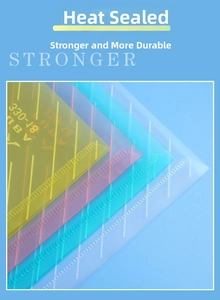 Detail showing durable heat-pressed edges on waterproof semi-transparent A4 file folders