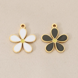 18K gold-plated flower pendant charms with colorful oil drip enamel finish