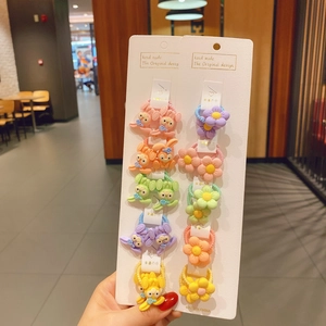 10-piece cartoon hair tie set with cute resin bunny and sunflower for girls