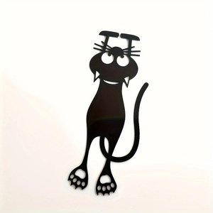 Creative black cutout kitten bookmark made of sleek acrylic for cat lovers and readers