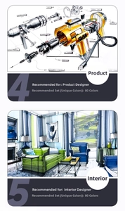 Dual-tip marker set for product and interior design with 80 professional colors