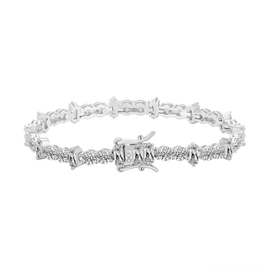 Klassisches S925-Silber Tennisarmband mit runden und Baguette-Zirkonia Steinen besetzt