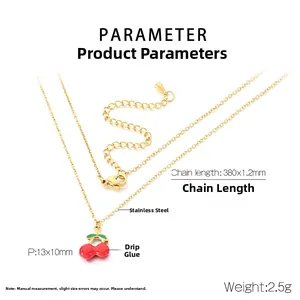 Detailed technical specifications for the cherry pendant necklace with size and weight details