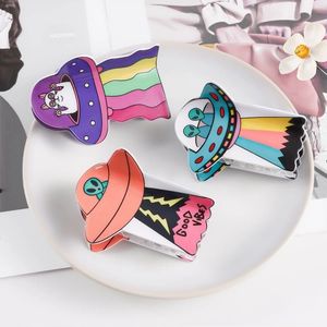 Cartoon Alien UFO Hair Claw Clip Creative Space Theme Acrylic Shark Clip For Women And Girls Styling Accessories