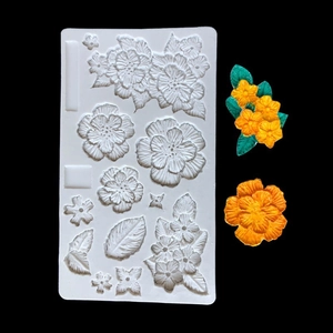 Silicone flower and leaf mold for DIY fondant cake decoration and craft projects