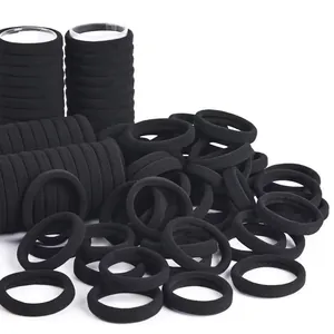 Bulk set of seamless high elasticity black hair ties and hair bands for women