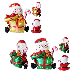 Set de ballons Père Noël en aluminium avec boîtes cadeaux et cannes à sucre festives