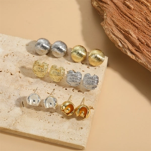 Minimalist Copper Brushed Heart Stud Earrings For Women Gold Silver Electroplated Geometric Fashion Jewelry Earring