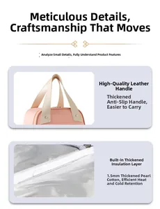 Detail of premium leather handle and 1.5mm thick pearl cotton thermal insulation lining