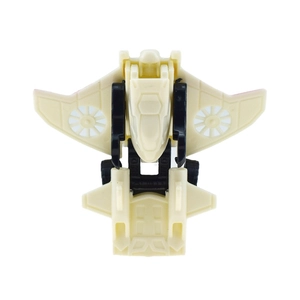 Detail view of white transforming robot wing part with cockpit and mechanical structure