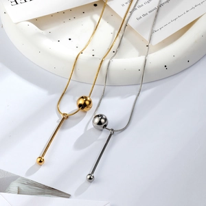 Colliers minimalistes en forme de Y plaqués or 18k et argent avec pendentifs de perles