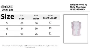 Size chart detail showing bust and waist measurements for lace trim sleeveless tank top