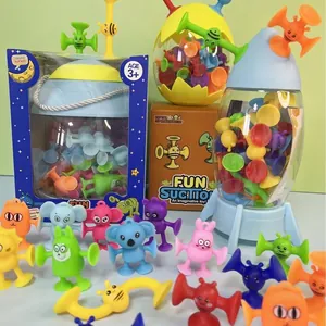Silicone Suction Cup Building Toys DIY Stress Relief Bath Toys For Toddlers Kids Colorful Soft Sensory Toys