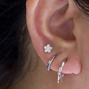 Set di orecchini in argento 925 con zirconi colorati e ciondolo a stella