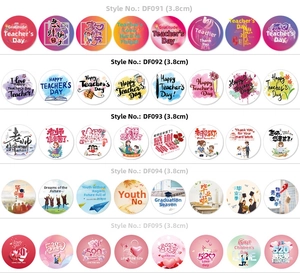 Detail view of 3.8cm round floral Thank You stickers in various colorful holiday designs