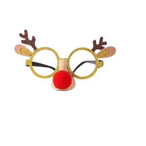 Festive Christmas reindeer antler glasses frames with glitter finish for children
