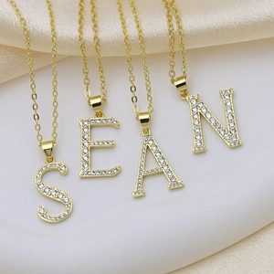 Collier Pendentif Lettre Initiale Personnalisé En Cuivre Plaqué Or Avec Zircone Bijoux Tendance Style Ins Pour Femmes