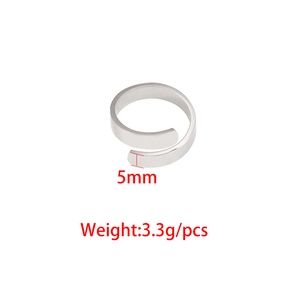 5mm wide minimalist stainless steel crossover open ring with brushed silver finish texture