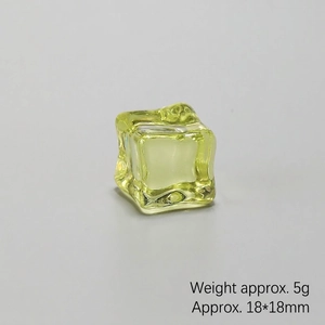 Detail of 18mm light green resin ice cube prop weighing 5g with wavy texture