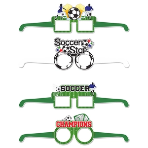 Soccer World Cup themed paper glasses props for kids birthday party and photo booth decor