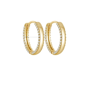 Elegant gold S925 silver hoop earrings with micro-inlaid sparkling zircon stones
