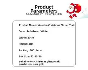 Detailed size specifications for the 20x4cm wooden Christmas train tabletop ornament