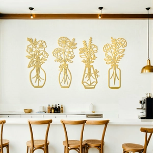 Decoración De Pared Minimalista De Florero De Metal Arte De Línea De Hierro Hueco Para Sala De Estar Dormitorio Estilo Nórdico
