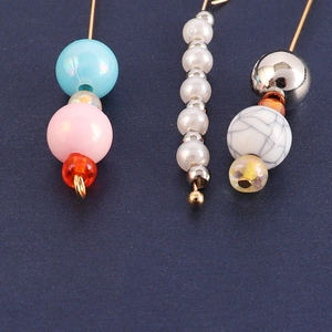 18K gold-plated stainless steel jewelry pins with colorful pearls and marble beads