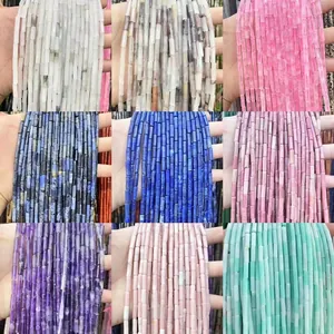 Natural Gemstone Tube Beads Cylinder Stone Loose Beads For DIY Jewelry Making Bracelets Necklaces Polished Smooth Fashion Accessory