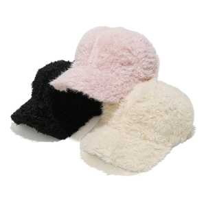 Fleece Baseball Cap Women Teddy Fur Autumn Winter Warm Solid Color Curved Brim Outdoor Casual Fashion Accessories