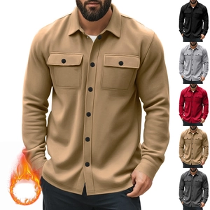 Detail view of American style fleece-lined jacket featuring dual workwear chest pockets