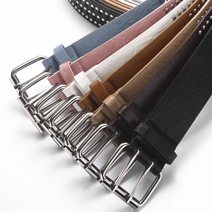 Punk hip hop leather belts with star studs and pin buckles in various vibrant colors