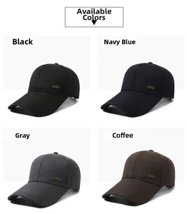 Outdoor baseball caps in black, navy, grey, and coffee colors with mountain metal logo