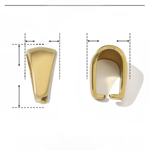 Detailed size parameters of golden stainless steel pinch bails for jewelry DIY making