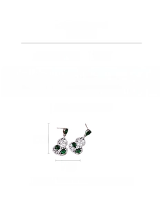 Detail shot of gourd earrings measuring 3.3cm by 1.7cm with zircon insets