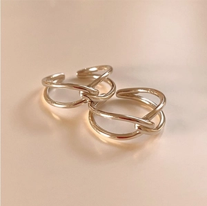 925 Sterling Silver Knot Ring Adjustable Open Band Jewelry Minimalist Fashion For Women