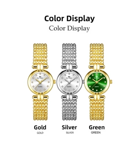 Detailed comparison of luxury quartz watches in gold and silver finishes with beaded bands