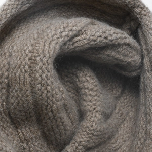 Thick warm winter knitted bucket hat for women in brown wool-like plush texture fabric