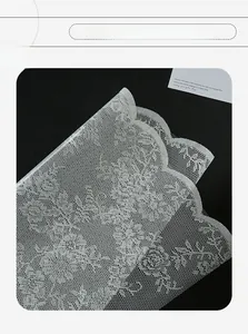 White waterproof lace flower wrapping paper with rose patterns and scalloped edges