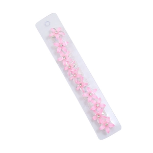 Lot de 10 mini pinces à cheveux fleurs roses avec strass pour coiffure de petite fille