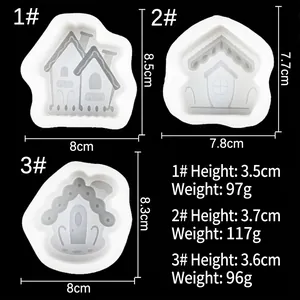 House shaped silicone molds set for candle soap making with dimension measurements