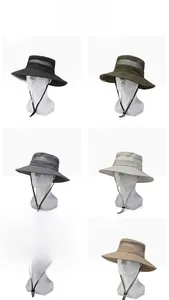 Detail view of mesh ventilation and adjustable drawstring on outdoor fishing hats