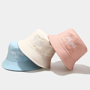 Cotton Bucket Hat New York Embroidery Wide Brim Breathable Sun Protection Casual Summer Sun Hat Women Men