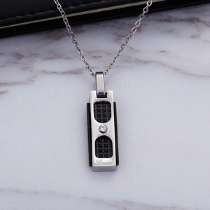 Collana Con Pendente Rettangolare In Acciaio Inossidabile Con Intarsio Di Zircone Inciso Love Gioielli Di Coppia Geometrici