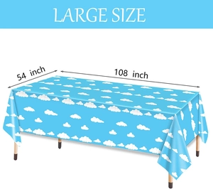Blue cloud theme party tablecloth with 54x108 inch large size dimensions specification