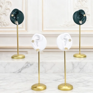 Earring Display Stand Simulation Ear Model Resin Jewelry Holder Metal Rod For Countertop Showcase Photography Props Elegant